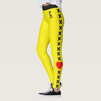 Personalised Name Yellow Black Pattern Red Love Leggings