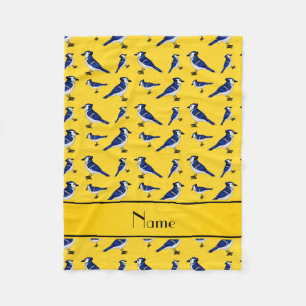 Personalised name yellow bluejay fleece blanket