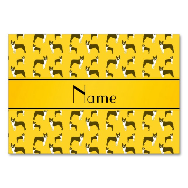 Personalised name yellow boston terrier table number (Front)