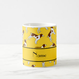 Personalised name yellow brittany spaniel dogs coffee mug
