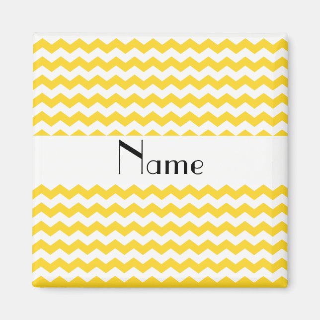 Personalised name yellow chevrons magnet (Front)