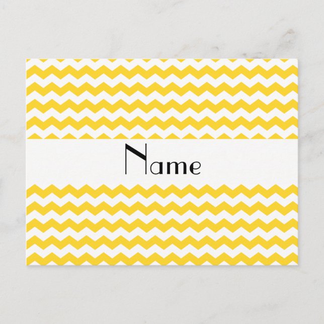 Personalised name yellow chevrons postcard (Front)
