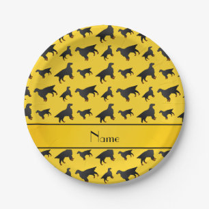 Personalised name yellow gordon setter dogs paper plate