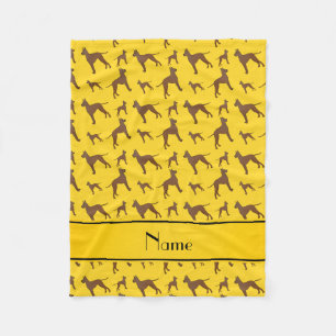 Personalised name yellow great dane dogs fleece blanket