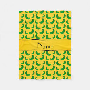 Personalised name yellow green pickles fleece blanket