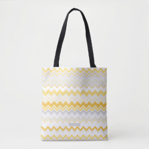 Personalised Name Yellow Ikat Chevron Pattern Tote Bag