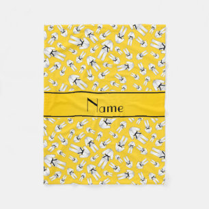 Personalised name yellow karate pattern fleece blanket