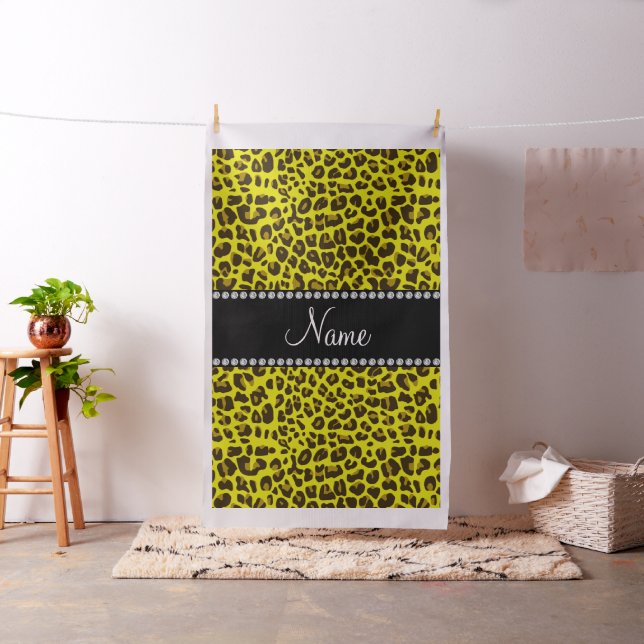 Personalised name yellow leopard pattern fabric (In Situ)