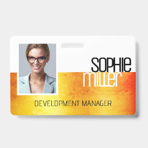 Personalised Name Yellow Orange Gradient Trendy ID Badge