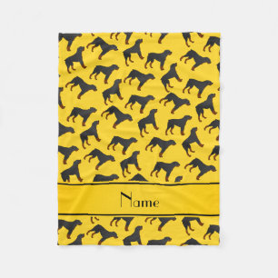 Personalised name yellow rottweiler dog pattern fleece blanket