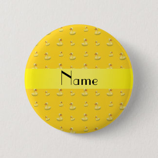Personalised name yellow rubber duck pattern 6 cm round badge
