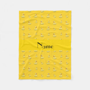 Personalised name yellow rubber duck pattern fleece blanket
