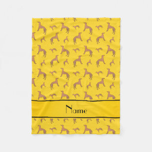 Personalised name yellow Whippet dogs Fleece Blanket