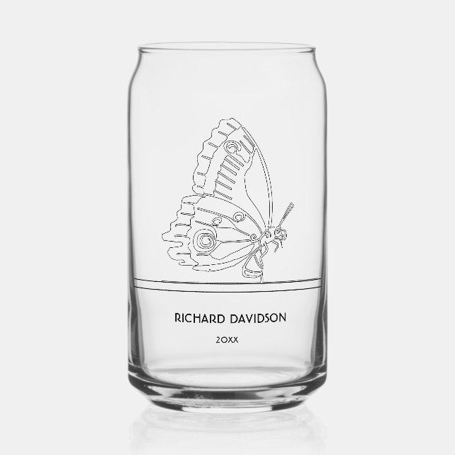 Personalised Named Butterfly Image Can Glass (Front)