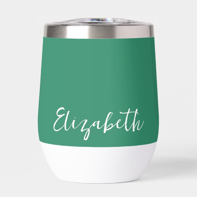 Personalised Named Green Thermal Wine Tumbler (Front)