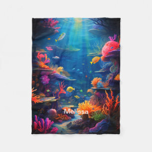 Personalised nameocean view fleece blanket