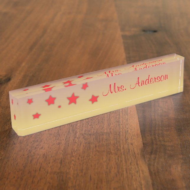 Personalised Nameplate with Red Stars (Side)