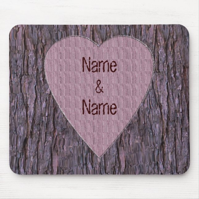 Personalised Names Carved In Tree Mouse Pad (Front)