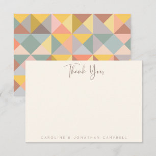 Personalised Names Earthy Yellow Geometric Wedding Thank You Card