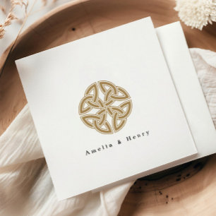 Personalised Names Irish Celtic Knot Gold Wedding Napkin