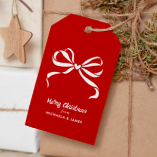 Personalised Names Merry Christmas Bow Gift Tags