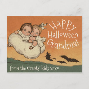 Personalised Names Postcard Vintage Cute Halloween