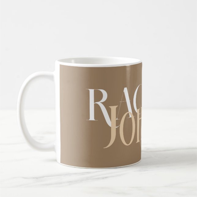 Personalised Names Stylish beige  Coffee Mug (Left)