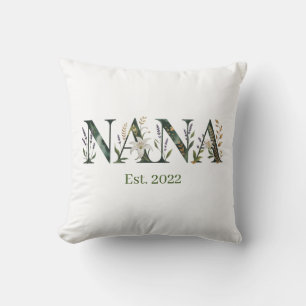 Personalised Nana Est Year Floral Grandmother Gift Cushion