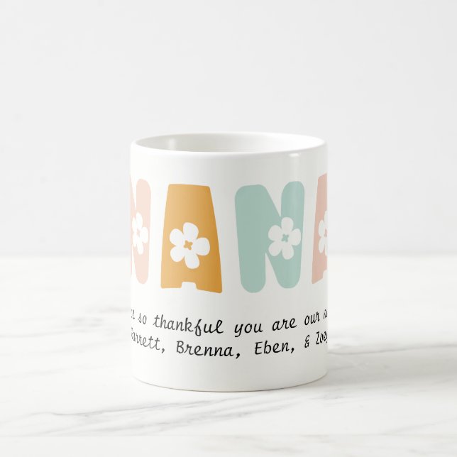 Personalised Nana Floral Pastel Colours Grandma Coffee Mug (Center)