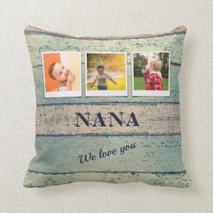 Personalised Nana Grandchildren 3 Photo Collage Cushion