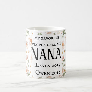 personalised nana mug with names floral