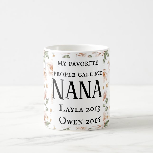 personalised nana mug with names floral (Center)