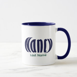 Personalised "Nancy" in Hunter Green and Navy Blue Mug