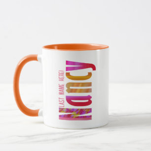 Personalised "Nancy" Name in Vivid Red Pink Orange Mug