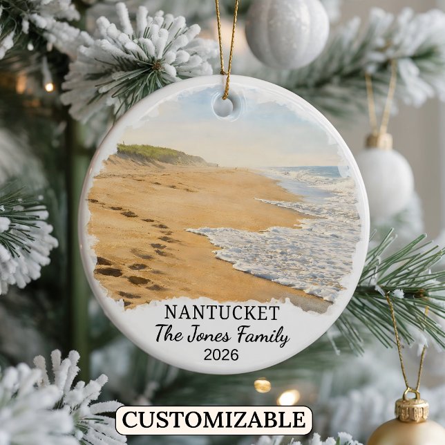 Personalised Nantucket Ornament, Massachusetts Ceramic Ornament (Creator Uploaded)