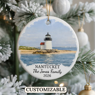 Personalised Nantucket Ornament, Massachusetts Ceramic Ornament
