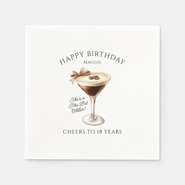 Personalised Napkins 18th Birthday Martini (Front)