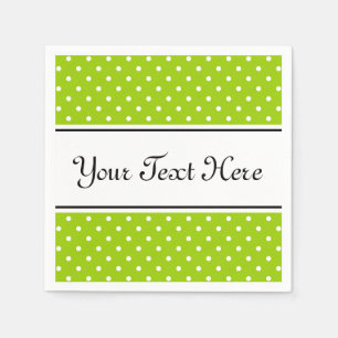 Personalised napkins apple green and polka dots