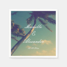 Personalised napkins for beach destination wedding