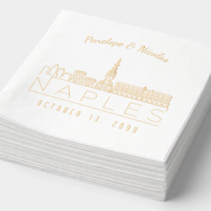 Personalised Naples Italy Napkins Gold Foil