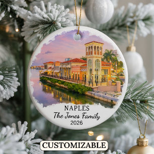Personalised Naples Ornament, Custom Florida State Ceramic Ornament