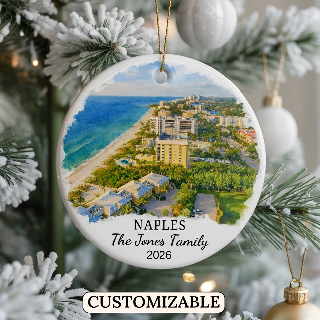 Personalised Naples Ornament, Custom Florida State Ceramic Ornament (Creator Uploaded)