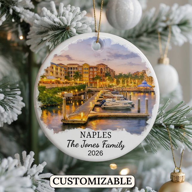 Personalised Naples Ornament, Custom Florida State Ceramic Ornament (Creator Uploaded)