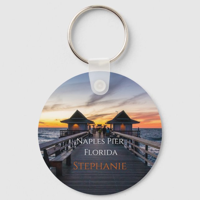 Personalised Naples Pier Florida Name Keychain (Front)