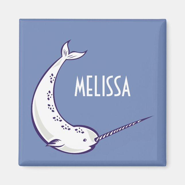 Personalised Narwhal Illustration Fridge Magnet (Front)