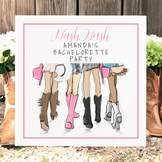 Personalised Nash Bash Bachelorette Party Cowgirl Napkin (Creator Uploaded)