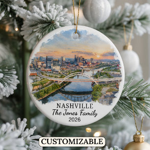 Personalised Nashville Ornament, Custom Tennessee Ceramic Ornament
