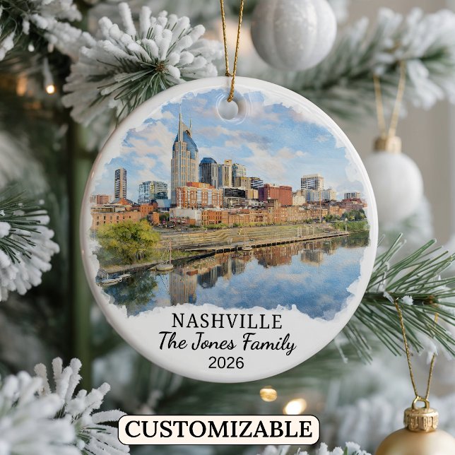 Personalised Nashville Ornament, Custom Tennessee Ceramic Ornament (Creator Uploaded)