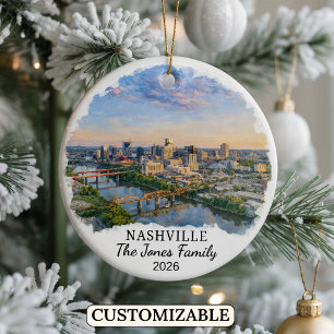 Personalised Nashville Ornament, Custom Tennessee Ceramic Ornament
