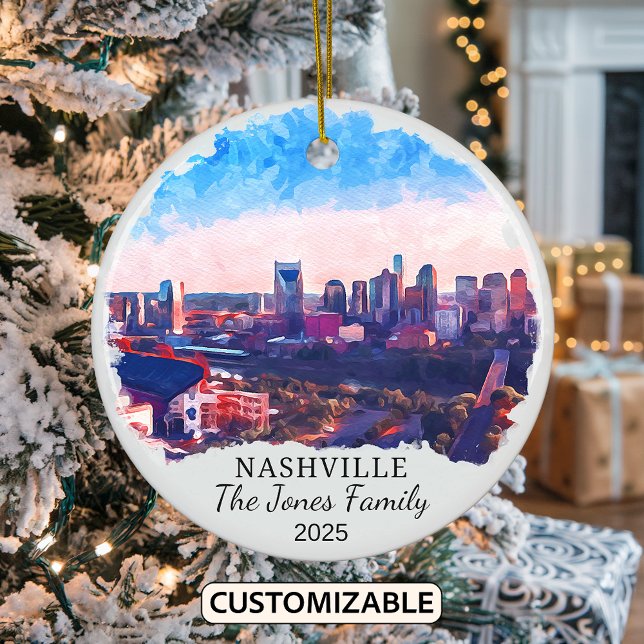 Personalised Nashville Ornament, Tennessee State Ceramic Ornament (Creator Uploaded)